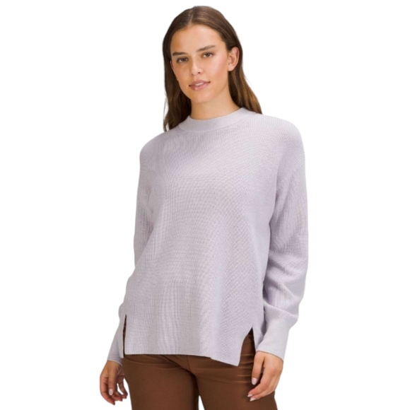 Lululemon Merino Wool-Blend Ribbed Crewneck Sweater Light Lavender Womens 6 - Picture 1 of 8